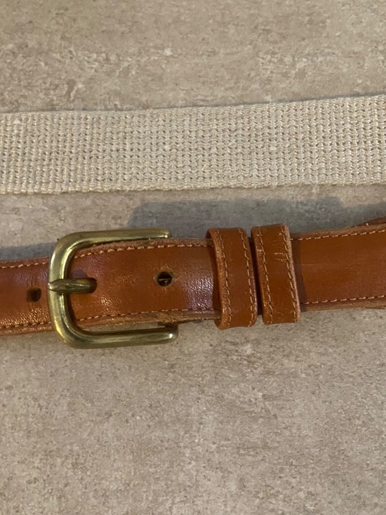 Vintage Coach 3810 Canvas Belt Leather trim Tan 34 85 cm nice